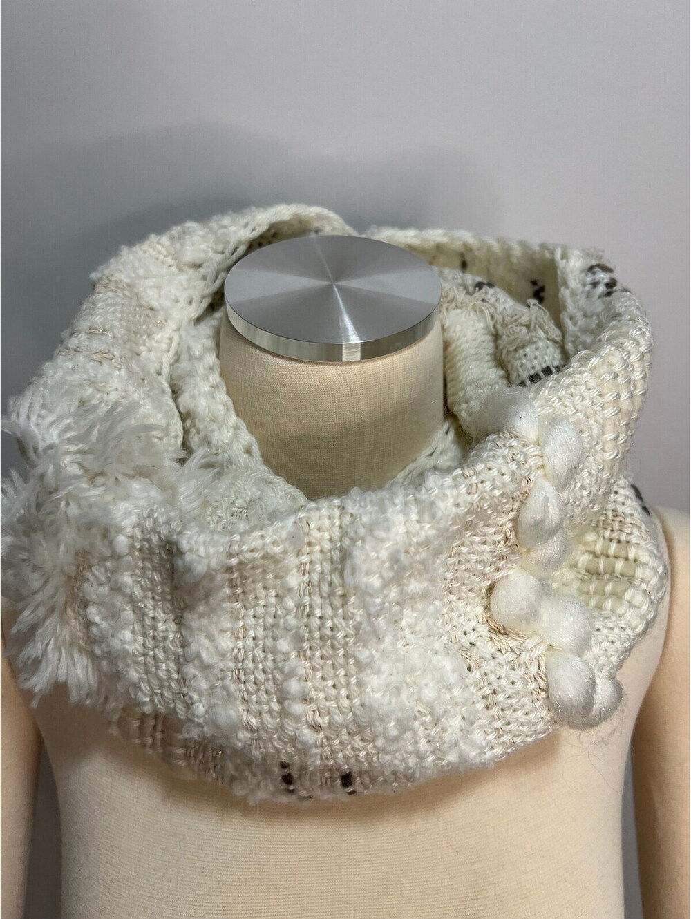Woven on the Loom Chunky Knit Cowl Scarf: Merino Wool Blend, Hand Woven